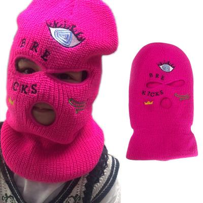 China JOINT Custom Men Women Warm Beanie SkiMask Cycling Winter Balaclava Ski Mask Custom Knitted 3 Hole Three Hole Full Face Wool Hats for sale