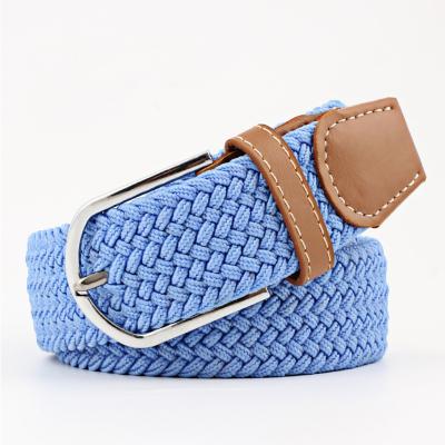 China Popular famous brand men belt 2022 unisex men's fabric woven casual stretch knitted braided elastic belts for women jeans belt multicolor for sale