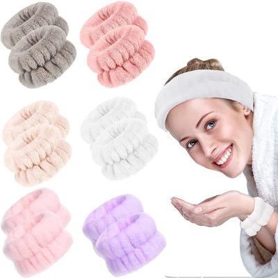 China Thermal station ; Washing Face Women 2pcs Devices Elastic Spa Wrist Washband Microfiber Wrist Washing Band For Face Water Absorbent Washing Wristband for sale