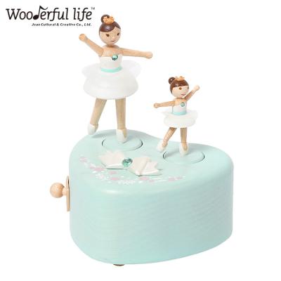 China Wholesale Hard Maple Mini Love Double Go Around Music Box Parent Child Ballet[1A] for sale