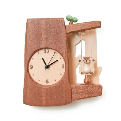 China Custom exquisite durable animal wooden folk art flying squirrel wall clock decoration[2,10] for sale