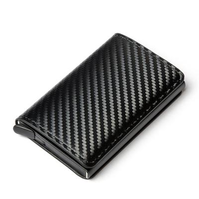 China RFID Carbon Fiber Antimagnetic RFID Card Case, Auto Eject Credit Card Holder for sale