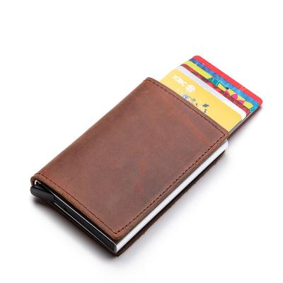 China RFID RFID Metal Leather Large Capacity Anti-theft Card Holder for sale