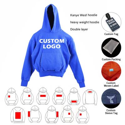 China Anti-Shrink Blank Heavyweight 100% Cotton Plain Hoodies Unisex 500 Gsm No Drawstring Oversized Heavy Men Custom Logo Double Layer Hoodies for sale