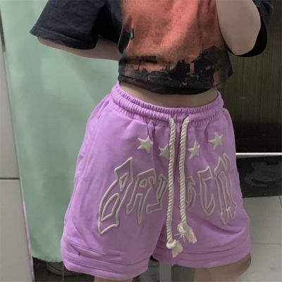 China Anti-Wrinkle High Waist Hip Hop 3D Puff Letter Printing Ladies Women Running Sweat Shorts Pantalones Cortos Femme Blank Jogger Shorts for sale