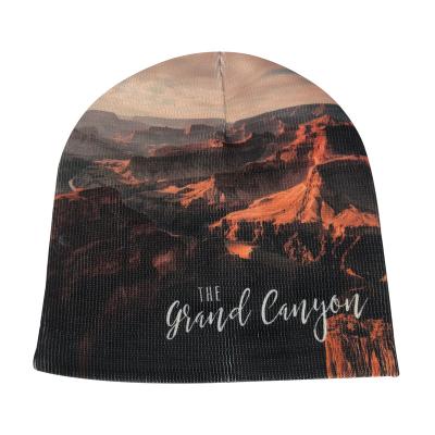 China Vintage JOINT sublimation knitted winter designer unisex custom logo cotton fleece fur beanie hats for sale