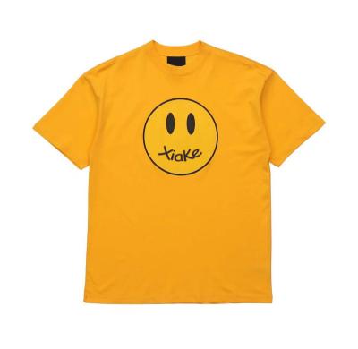 China Dropshipping 2021 High Street Women's Casual Shirts 100% Cotton QUICK DRY Smiley Face Short Sleeve Couple for sale