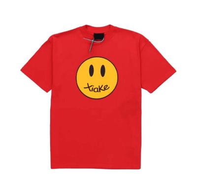 China Streetwear Smiley Face Men's 100% Cotton Casual Loose Shirts For Couples Oversized Cheap Wholesale QUICK DRY Dropshipping for sale