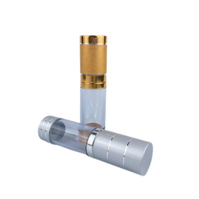 China Aluminum Airless Lotion Pump Silver Gold Plastic Cosmetic Vacuum Bottle for sale