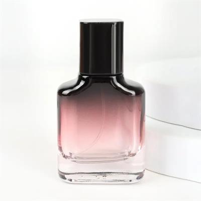 China Portable 30ml Gradient Glass Fragrance Perfume Glass Bottle With Black Sprayer Black Cap for sale