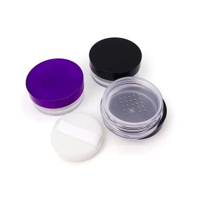 China Fashionable round cap make up cosmetic packaging loose powder jar for sale