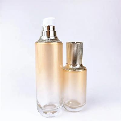 China Sophisticated Glass Bottle Set for Packaging Skin Care Lotion and Face Cream Jars for sale