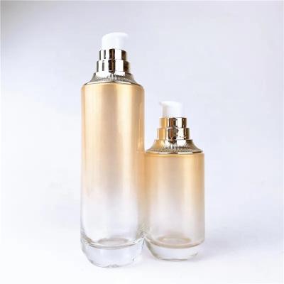 China Luxurious and Functional Glass Bottle Set for Packaging Skin Care Lotion and Face Cream Jars for sale