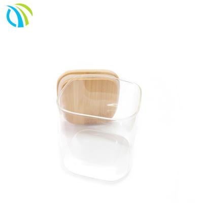 China Bamboo 8oz Glass Sugar Container Storage Jars 460ml 4 inch 100mm for sale