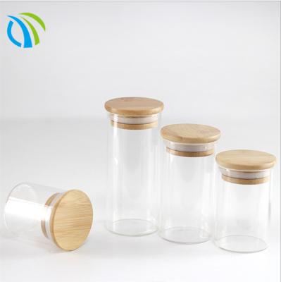 China 460ml Cylinder 100mm Glass Food Storage Jars 20g Cookie Stackable Glass Containers for sale