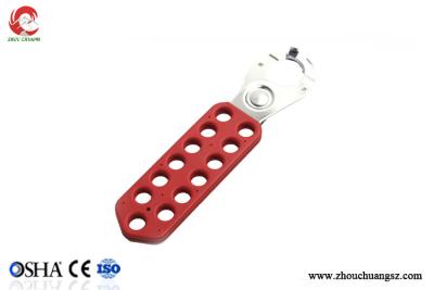 China 13 Holes Standard Red Steel lockout hasp, 25mm shackle and 38mm shackle for sale