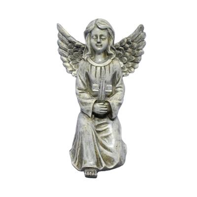 China Europe BSCI factory direct sale angel ornament resin angel figurine solar light house for sale