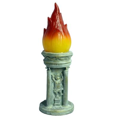 China Europe Material Outdoor Decor Angel Cherubs Resin Garden Stand With Flame Lights for sale