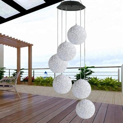 China Solar Power Wind Chime Spiral Spinner Waterproof Outdoor Decorative Crystal Ball Wind Mobile Portable Decorative Color Changing Traditional for sale