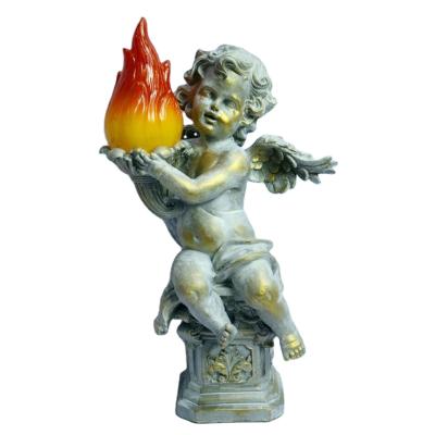 China Traditional Resin Angel Garden Statues Solar Lit Decorative Solar Powered Material for sale