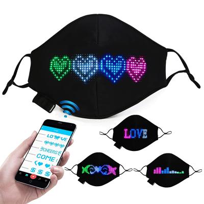 China Bluetooth DIY Message Cosplay Party Supplies Reusable 7 Colors Facial Mask Led Light Face Halloween Mask for sale