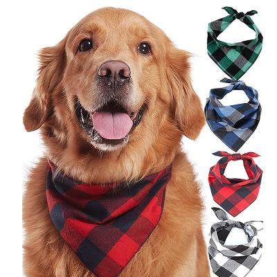 China Wholesale Custom Made Viable Logo Collar Scarf Personalized Plaid Cotton Dog Bandana for sale