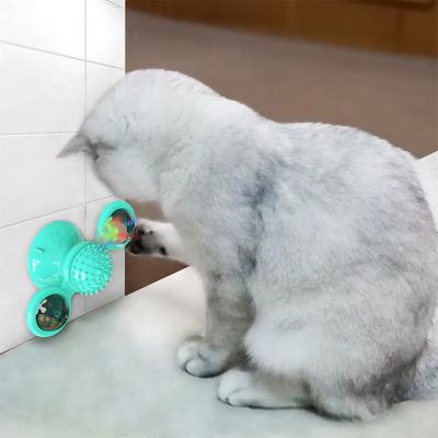 China Wholesale Custom New Design Stocked Cat Toothbrush Blue Windmill Toys Cat Hair Brush Indoor Cat Toys Electronic for sale