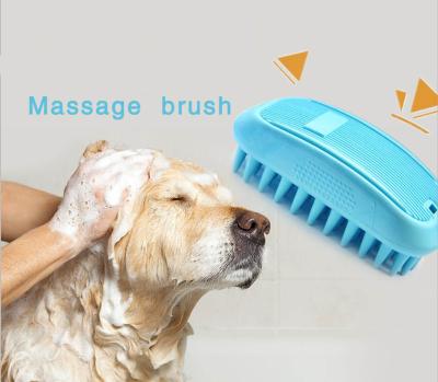 China Sustainable Dogs And Cats Massaging Soft Rubber Bristle Bath And Massage Pet Grooming Brush for sale