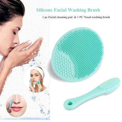 China 1PC SILICONE Cleansing Pad and 1PC Brush Silicone Facial Nasal Wash Facial Cleansing Brush for sale