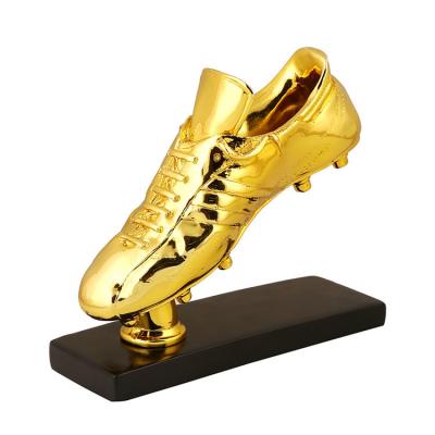 China Around The World Design Hot Selling Unique Shoe Shape Gold Plated Resin Soccer Trophies for sale