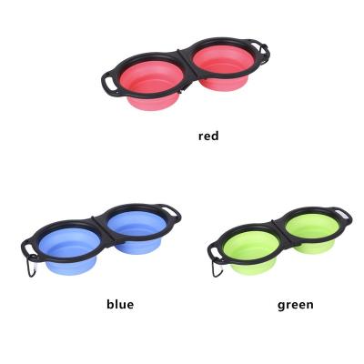 China Viable Customize Logo Food Water Silicone Feeding Strip Portable Foldable Dog Bowl Collapsible Pet Bowl for sale