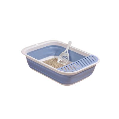 China Plastic Pet Supplies Wholesale Semi-enclosed Splash-proof Cat Litter Box Durable Cat Toilet for sale