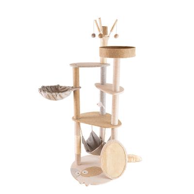 China High Quality Cat Tree Deluxe Interactive Cat Climbing Plush Cat Tower Sustainable Frame for sale