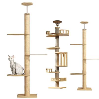 China 2023 Viable New Cat Climbing Frame Top To Ceiling Cat Tower Large Size Cat Floor Type Tree for sale