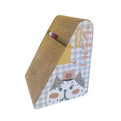 China Viable Triangular Cartoon Shape House Cat Scratcher Cute Cat Climbing Frame Scratcher Cardboard for sale