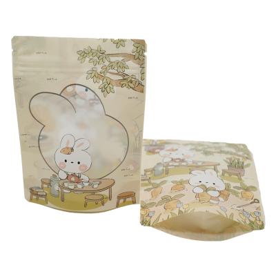 China Best Selling Mylar Bag Food Grade Rabbit Shape Moisture Proof Stand Up Plastic Packaging Bag Zipper Lock Teardrop With Window Reseal Packaging Bags for sale