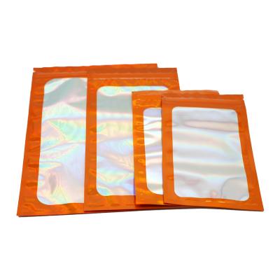 China Recyclable Free Custom Design Holographic Mylar Bag Recyclable Smell Effect Zipper Lock Packaging Bag For Electronic Accessories for sale