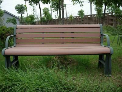 China Ecological Prefab Leisure Outside WPC Bench With Steel Frame , Garden Bench Seat for sale