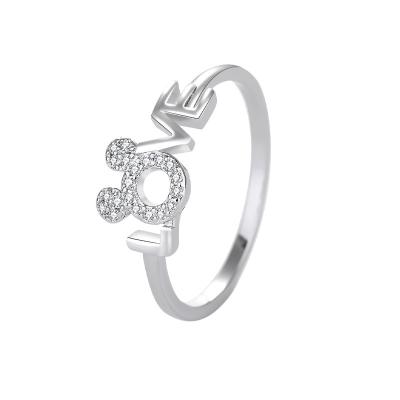 China Romantic Mickey Mouse Ring Women Girls Love Band Sterling Silver Pinky Ring For for sale