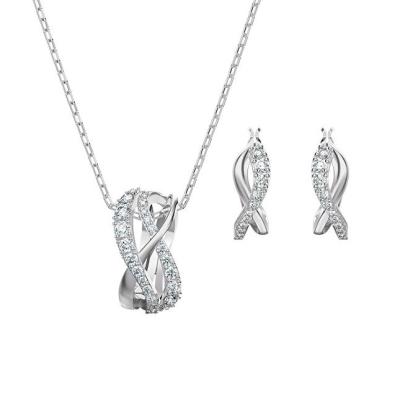 China Fashion Smart Light and Shadow Shifted Spiral Necklace and Earring Set for sale