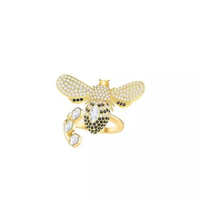 China Fashion Cute Cute Crystal Diamond Bee Open Ring Gift For Girlfriend for sale