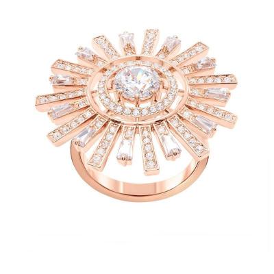 China Fashion Temperament Elegant Hollow Rose Gold Sunflower Ring Jewelry Gift for sale