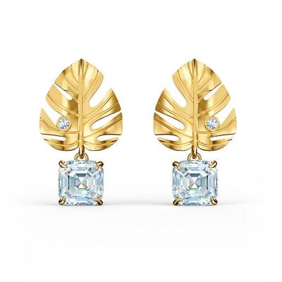 China FASHIONABLE elegant temperament style midsummer tropical leaf diamond earrings for sale