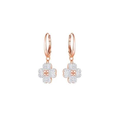 China FASHIONABLE Elegant Temperament Rose Gold Lucky Four Leaf Clover Flower Earrings For Women for sale