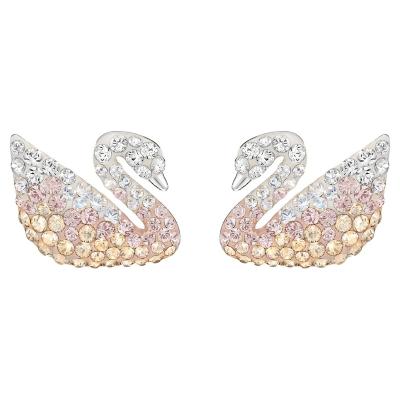 China FASHIONABLE Elegant Swan Earrings Pearl Diamond Color Champagne Gradient Hot Selling for sale