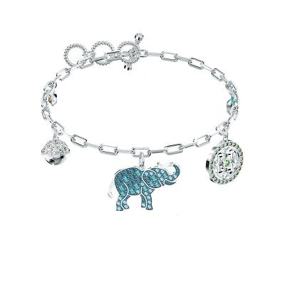 China Fashion New Crystal Mandala Blue Elephant Bright Bell T-loop Bracelet For Girl for sale