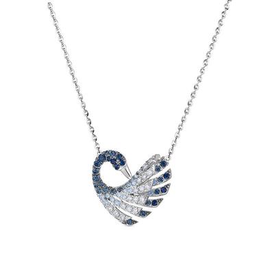 China Fashion Charm and Stylish Flying Blue Galaxy Diamond Swan Necklace for Girl Women for sale