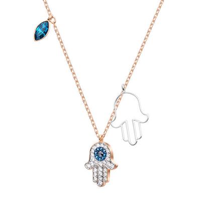 China Fashion Classic Fashion Hassam Palm Necklace Blue Crystal Magic Eye Women for sale