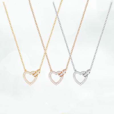 China Love Romantic Open Heart Heart Knot Rope Lock Necklace for sale