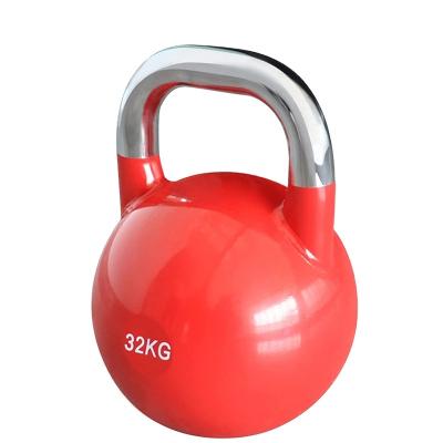 China Eako Logo Custom Logo Cast Iron Eco-friendly Kettlebells Sports Competition Kettlebells With Chrome Handle Grip Weight 20kg Shiny Gym for sale